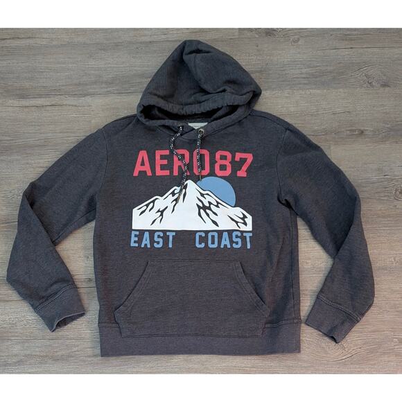 Super Comfy Aeropostale Aero Logo East Coast Gray Hoodie Sweatshirt SMALL - Picture 2 of 5
